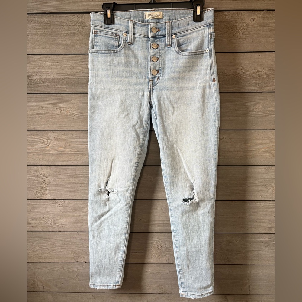 Madewell High Rise Light Blue Distressed Jeans